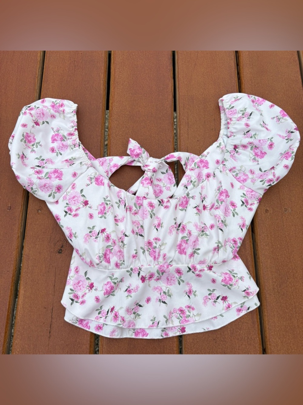 Altar’d State Floral Puff Sleeve Top Tie Front Cottagecore Blouse Medium
